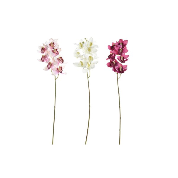 Διακοσμητικό Λουλούδι DKD Home Decor Ορχιδέα Ύφασμα PE (14 x 8 x 61 cm) (3 Μονάδες)