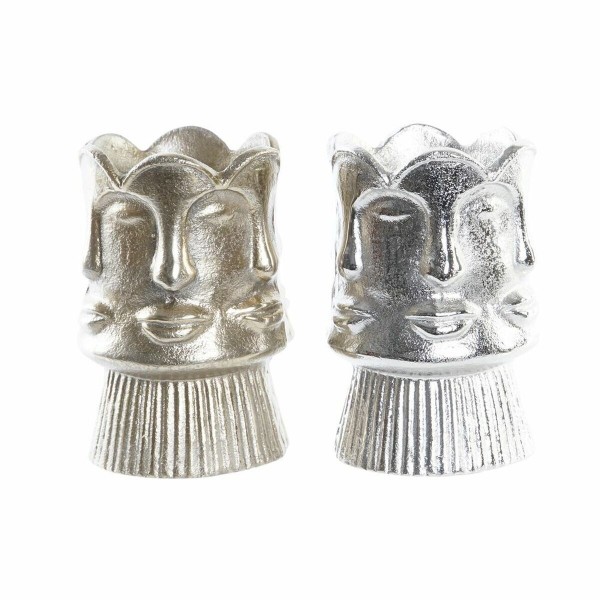 Βάζο DKD Home Decor Χρυσό Πρόσωπο Σαμπάνια Ασημί Αλουμίνιο Σύγχρονη (x2) (12 x 12 x 17 cm)  