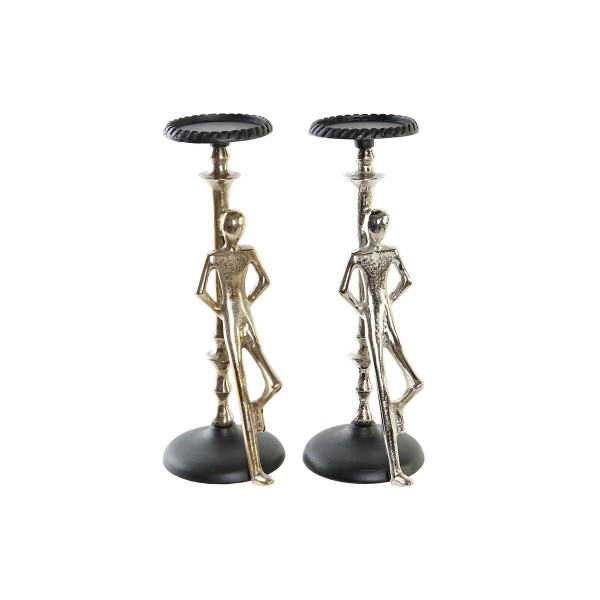 Πολύφωτο DKD Home Decor Σαμπάνια Μαύρο Αλουμίνιο Άνθρωποι (15 x 20 x 41 cm) (x2)