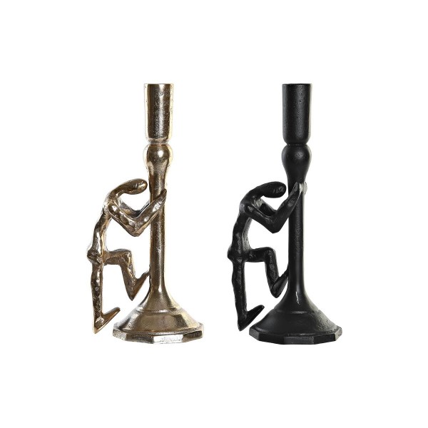 Πολύφωτο DKD Home Decor Σαμπάνια Μαύρο Αλουμίνιο Άνθρωποι (12 x 10 x 27 cm) (x2)