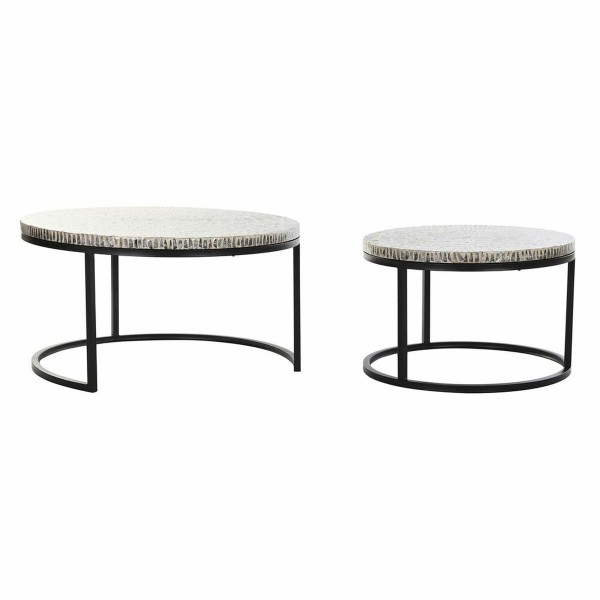 Σετ 2 Τραπεζάκια DKD Home Decor Γκρι Μπεζ Από φίλντισι Σίδερο Σύγχρονη (80 x 80 x 44 cm) (2 pcs)