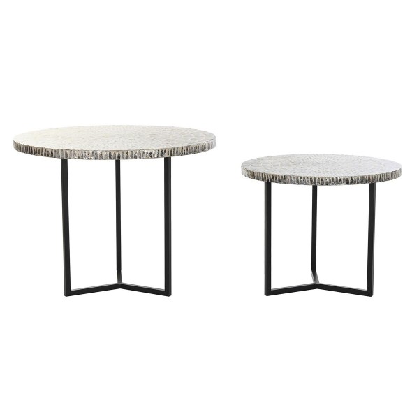 Σετ με 2 τραπέζια DKD Home Decor Γκρι Μπεζ Από φίλντισι Σίδερο Σύγχρονη (76 x 76 x 60 cm)