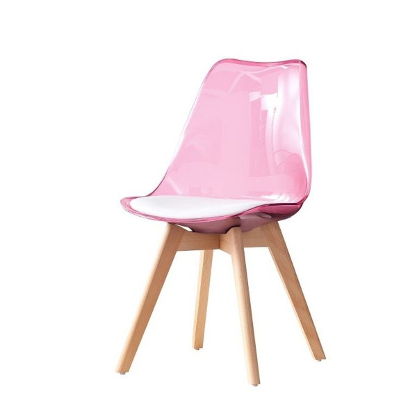 Καρέκλα Τραπεζαρίας DKD Home Decor Φυσικό Ροζ Λευκό PVC Σημύδα (54 x 47 x 81 cm)