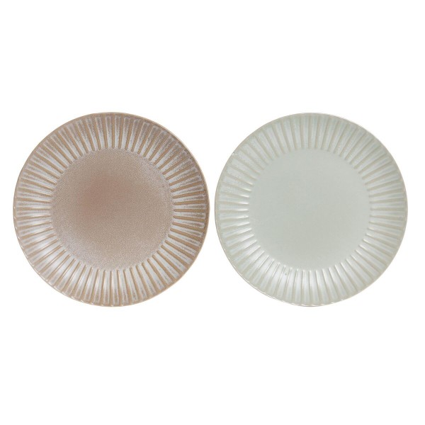 Flatplater DKD Home Decor Μέντα Ανοιχτό Ροζ Πήλινα (27 x 27 x 3,5 cm) (x2)