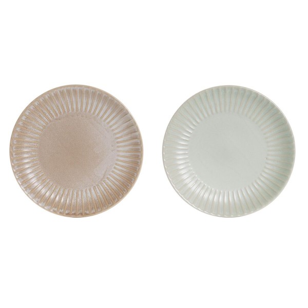 Flatplater DKD Home Decor Μέντα Ανοιχτό Ροζ Πήλινα (20 x 20 x 2 cm) (x2)