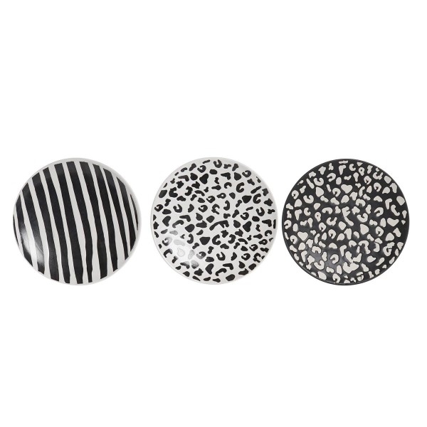 Flatplater DKD Home Decor Μαύρο Λευκό Πήλινα (20 x 20 x 2 cm) (3 Μονάδες)