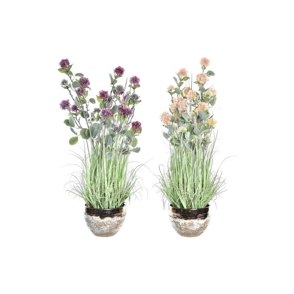 Διακοσμητικό Φυτό DKD Home Decor Βάζο Πορσελάνη Ροζ Ανοιχτό Ροζ PVC (20 x 20 x 78 cm) (x2)