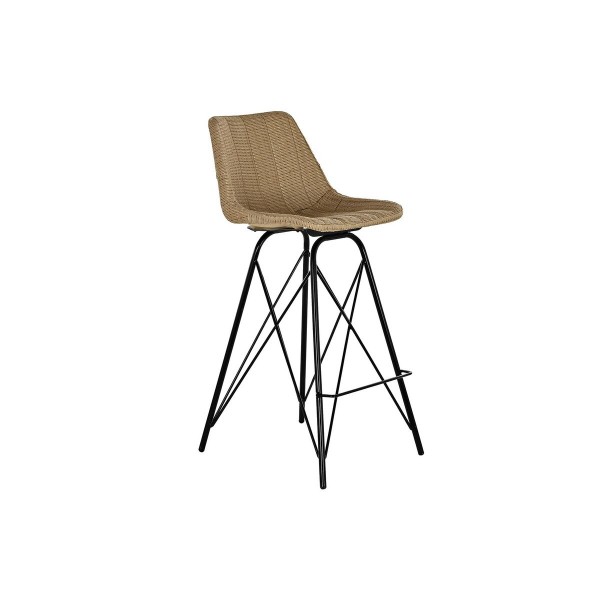 Σκαμπό DKD Home Decor Φυσικό Μαύρο Μέταλλο ρατάν (47 x 56 x 106 cm)