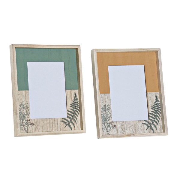 Κορνίζα DKD Home Decor Κρυστάλλινο Ξύλο Πορτοκαλί τερακότα Πράσινο Σκανδιναβικός (22 x 3 x 27 cm) (x2)