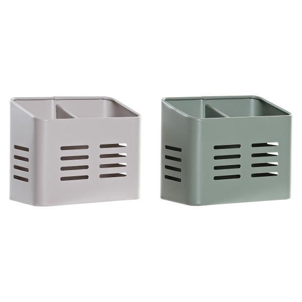Στραγγιστήρι για τα Μαχαιροπήρουνα DKD Home Decor Μπεζ Μέταλλο Μέντα Vintage (x2) (16 x 9 x 13 cm)