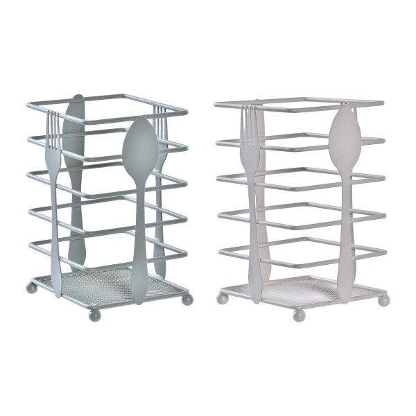 Στραγγιστήρι για τα Μαχαιροπήρουνα DKD Home Decor Μπεζ Μέταλλο Μέντα Κουζίνα (10 x 10 x 16,5 cm) (x2)