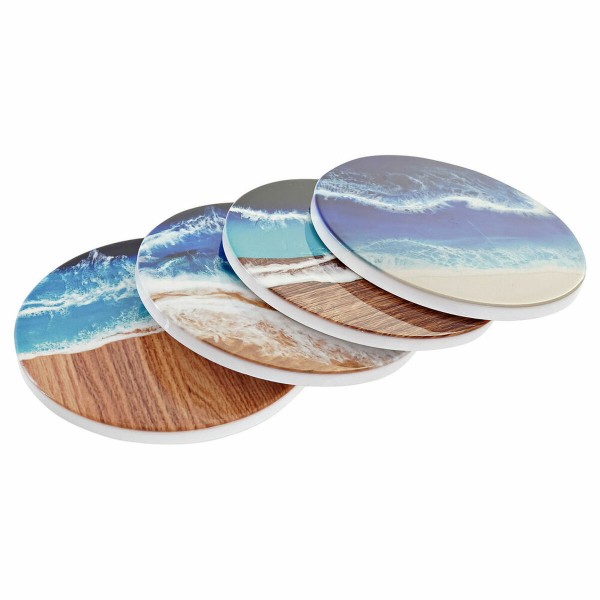 Σουβέρ DKD Home Decor Dolomite Παραλία (10,8 x 10,8 x 0,7 cm) (4 pcs)