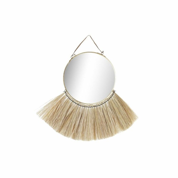 Τοίχο καθρέφτη DKD Home Decor Κρυστάλλινο Φυσικό Γιούτα (46 x 1 x 38 cm)