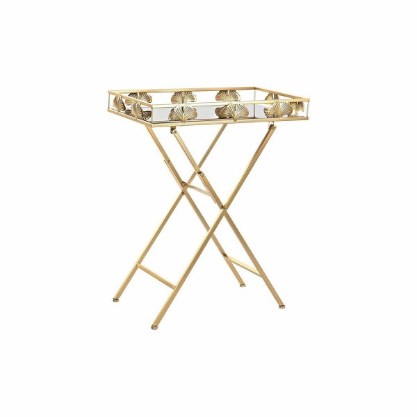 Βοηθητικό Τραπέζι DKD Home Decor Κρυστάλλινο Χρυσό Μέταλλο Τροπικό Φύλλο φυτού (56 x 36 x 71 cm)