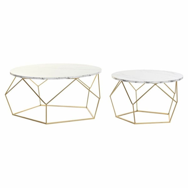 Σετ 2 Τραπεζάκια DKD Home Decor Χρυσό Μέταλλο MDF (80 x 80 x 42 cm) (2 pcs)
