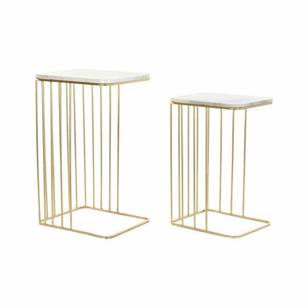 Σετ 2 Τραπεζάκια DKD Home Decor Χρυσό Μέταλλο Μάρμαρο (45,4 x 37,5 x 73 cm) (2 pcs)