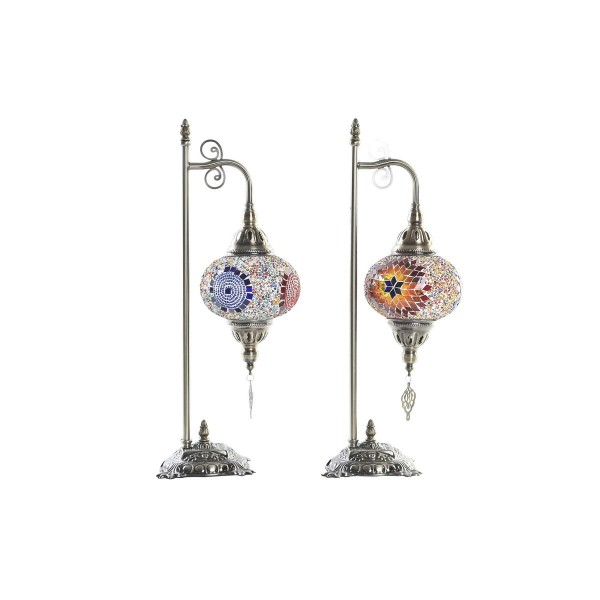 Επιτραπέζιο Φωτιστικό DKD Home Decor Μωσαϊκό Ασημί 220 V 50 W (23 x 15 x 53 cm) (x2)