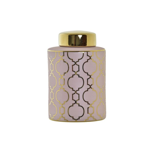 Βάζο DKD Home Decor Πορσελάνη Ροζ Χρυσό Ανατολικó (13,5 x 13,5 x 21 cm)