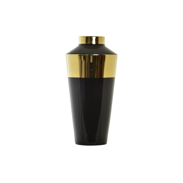Βάζο DKD Home Decor Πορσελάνη Μαύρο Χρυσό Δίχρωμα Σύγχρονη (19 x 19 x 40 cm)