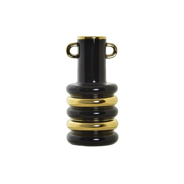 Βάζο DKD Home Decor Πορσελάνη Μαύρο Χρυσό Δίχρωμα Σύγχρονη (15 x 15 x 29 cm)