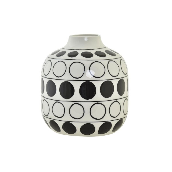Βάζο DKD Home Decor Πορσελάνη Μαύρο Λευκό Σύγχρονη Κύκλους (16 x 16 x 18 cm)