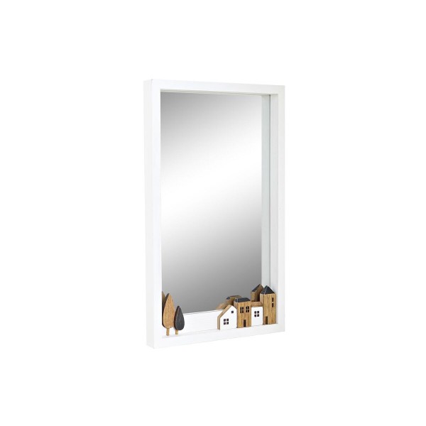 Τοίχο καθρέφτη DKD Home Decor Ξύλο Λευκό Σπίτια (36 x 4 x 60 cm)