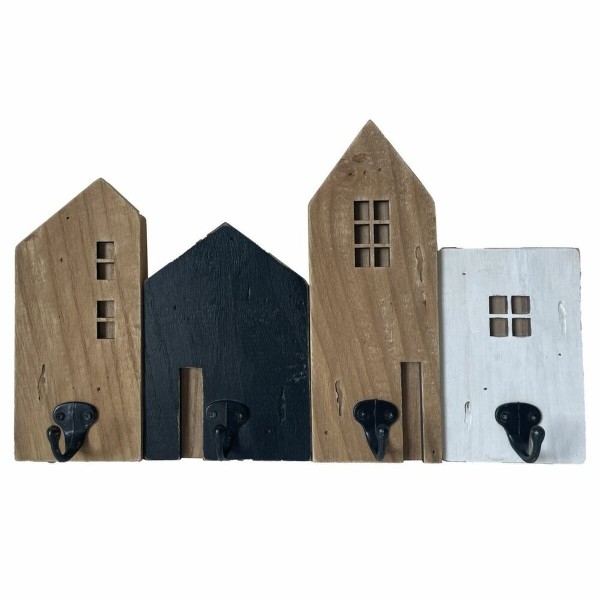 Κρεμάστρα τοίχου DKD Home Decor Μέταλλο Ξύλο Urban Σπίτια (40 x 7 x 24 cm)