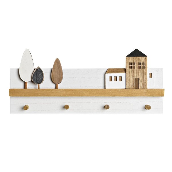 Κρεμάστρα τοίχου DKD Home Decor Ξύλο Urban Σπίτια (40 x 4 x 17 cm)