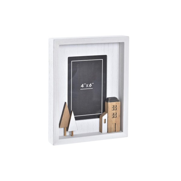 Κορνίζα DKD Home Decor Urban Κρυστάλλινο Ξύλο Καφέ Λευκό Σπίτια (17 x 3,5 x 22 cm)