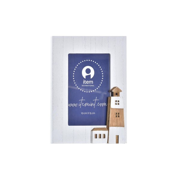 Κορνίζα DKD Home Decor Κρυστάλλινο Ξύλο Καφέ Λευκό Ναύτης Φάρος (16 x 2,5 x 21 cm)