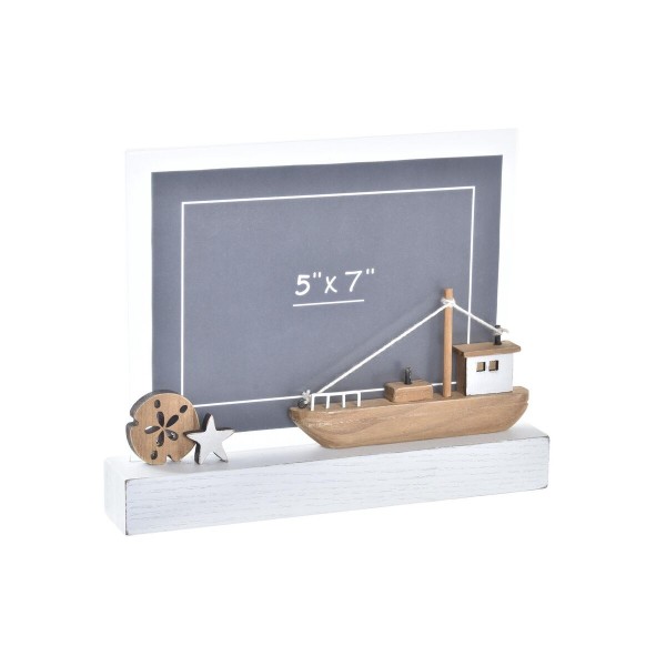 Κορνίζα DKD Home Decor Ξύλο Καφέ Λευκό Ακρυλικό Ναύτης Barco (22 x 3,5 x 18 cm)