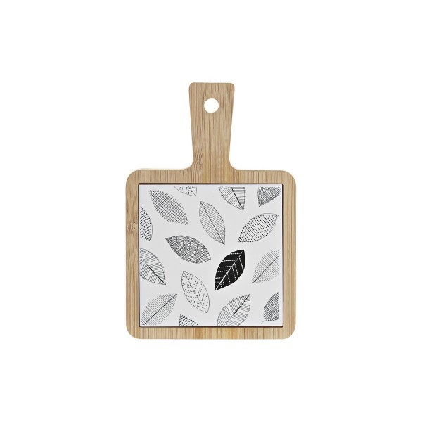 Δίσκος για σνακ DKD Home Decor Λευκό/Μαύρο Διακοσμητική κανάτα Πήλινα Φύλλα Cottage 18 x 12 x 1 cm