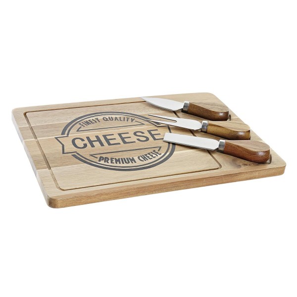 Πίνακας κοπής DKD Home Decor 3 μαχαίρια Ανοξείδωτο ατσάλι ξύλο ακακίας (28,5 x 20 x 2,9 cm) (4 pcs)
