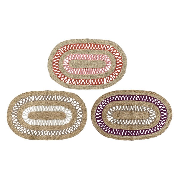 Χαλάκι μπάνιου DKD Home Decor βαμβάκι Πολύχρωμο Γιούτα (80 x 50 x 0,75 cm) (3 Μονάδες)