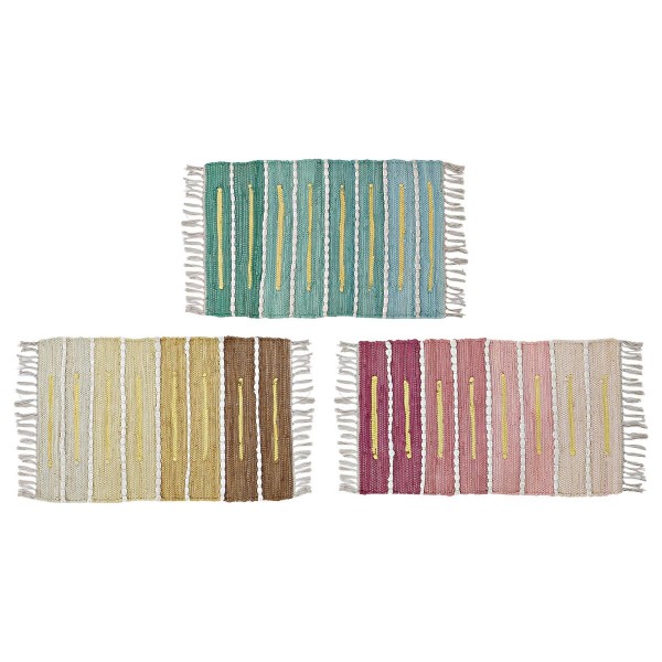 Χαλάκι μπάνιου DKD Home Decor βαμβάκι Πολύχρωμο (80 x 50 x 0,75 cm) (3 Μονάδες)