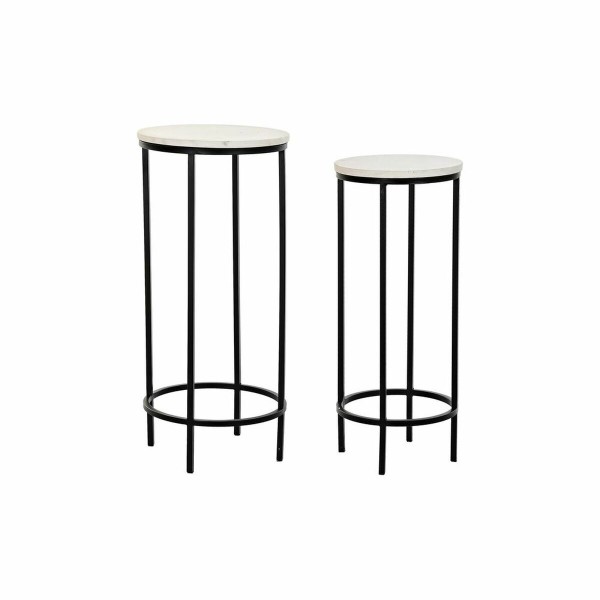 Σετ 2 Τραπεζάκια DKD Home Decor Μαύρο Μέταλλο Λευκό Μάρμαρο Σύγχρονη (30,5 x 30,5 x 69 cm) (2 pcs)