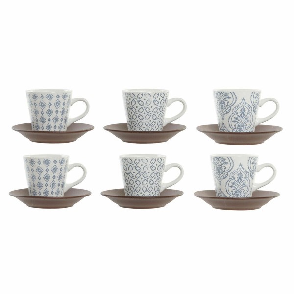 Σετ Κούπες Καφέ DKD Home Decor Μπλε Καφέ Πήλινα (90 ml)