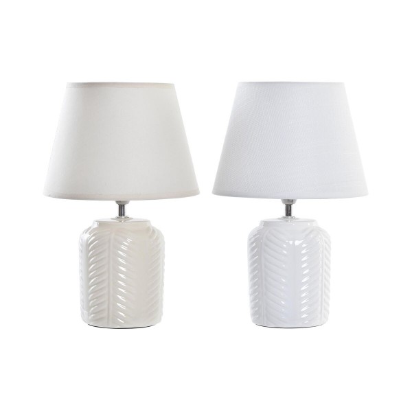 Επιτραπέζιο Φωτιστικό DKD Home Decor 25W Μπεζ Λευκό 220 V Φύλλο φυτού (23 x 23 x 33 cm) (x2)