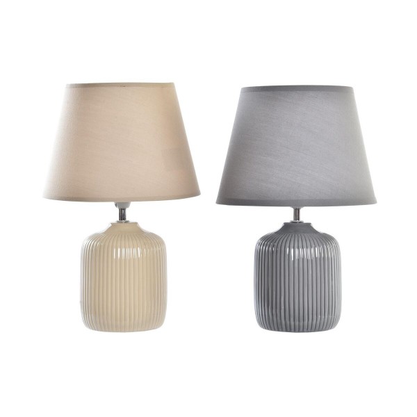 Επιτραπέζιο Φωτιστικό DKD Home Decor 25W Μπεζ Σκούρο γκρίζο 220 V (22 x 22 x 35 cm) (x2)
