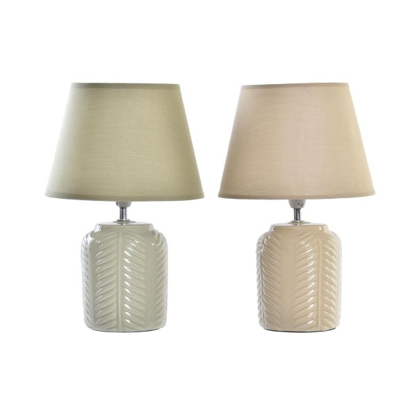 Επιτραπέζιο Φωτιστικό DKD Home Decor 25W Μπεζ Μέντα 220 V Τροπικό Φύλλο φυτού (23 x 23 x 35 cm) (x2)