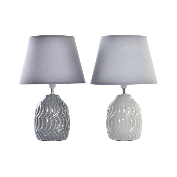 Επιτραπέζιο Φωτιστικό DKD Home Decor 25W Κύματα Σκούρο γκρίζο Ανοιχτό Γκρι 220 V Ανατολικó (22 x 22 x 34 cm) (x2)