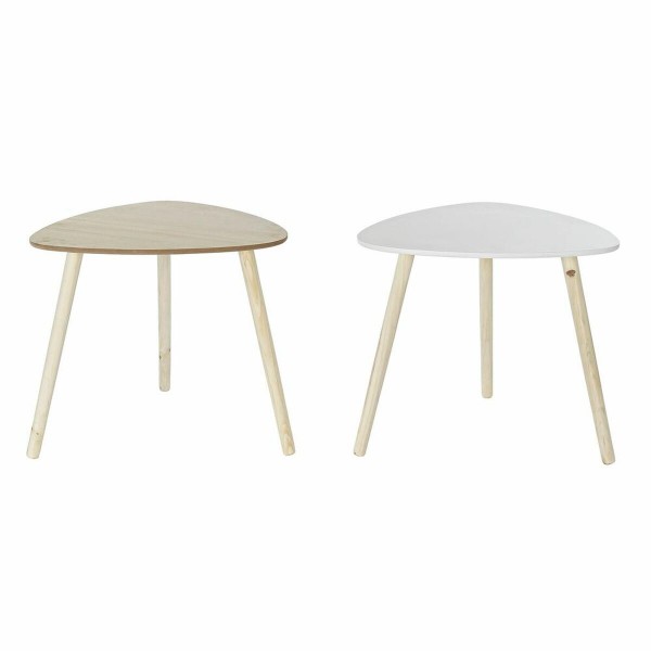 Βοηθητικό Τραπέζι DKD Home Decor Έλατο Φυσικό MDF Λευκό (54 x 54 x 49 cm) (x2)