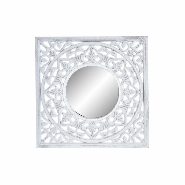 Τοίχο καθρέφτη DKD Home Decor Λευκό Mandala Άραβας Ξύλο MDF Μαρινάτος (50 x 1,5 x 50 cm)