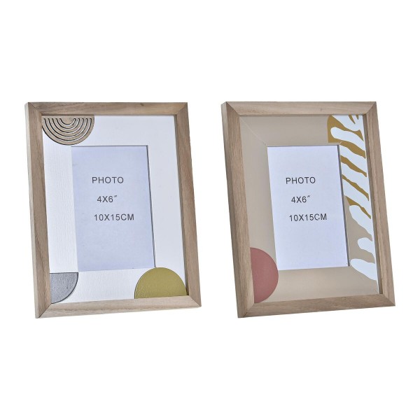 Κορνίζα DKD Home Decor Urban Κρυστάλλινο Καφέ Λευκό Ξύλο MDF (19 x 2 x 24 cm) (x2)