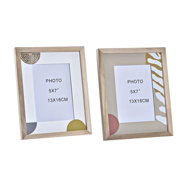 Κορνίζα DKD Home Decor Urban Κρυστάλλινο Καφέ Λευκό Ξύλο MDF (21,5 x 2 x 27 cm) (x2)