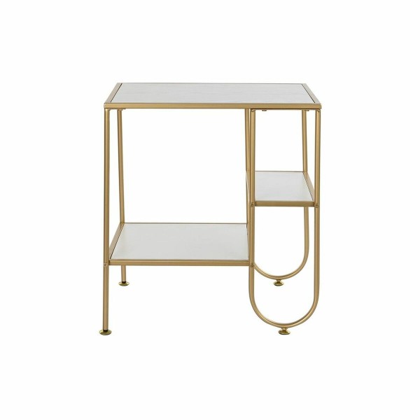 Βοηθητικό Τραπέζι DKD Home Decor Χρυσό Μέταλλο MDF Λευκό (50 x 40 x 55,5 cm)