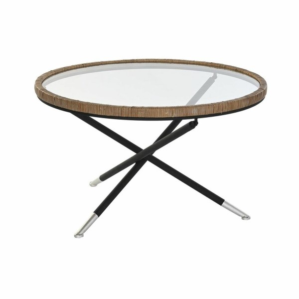 Βοηθητικό Τραπέζι DKD Home Decor Κρυστάλλινο Φυσικό Ασημί Μαύρο Μέταλλο (80 x 80 x 48 cm)