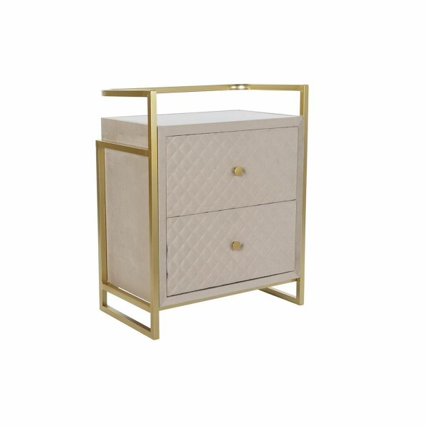 Βοηθητικό Τραπέζι DKD Home Decor Κρυστάλλινο Μπεζ Χρυσό Μέταλλο Βελούδο (60 x 35 x 75 cm)