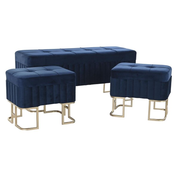 Σκαμπό DKD Home Decor   Μπλε Μέταλλο Βελούδο (110 x 40 x 47 cm)