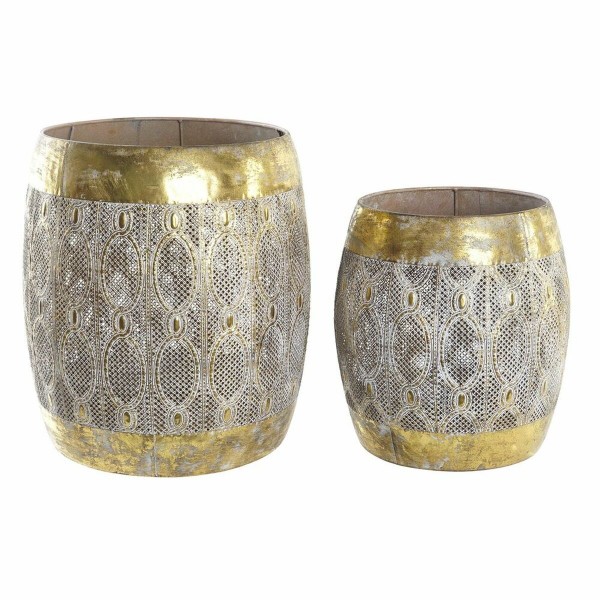 Σετ 2 Τραπεζάκια DKD Home Decor Χρυσό Μέταλλο Άραβας (2 pcs) (x2) (38 x 38 x 42 cm)